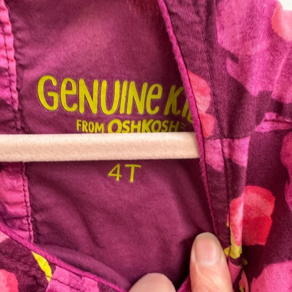 Genuine Kids OshKosh B'gosh 4T Girls Pink Floral Short Sleeve Dress